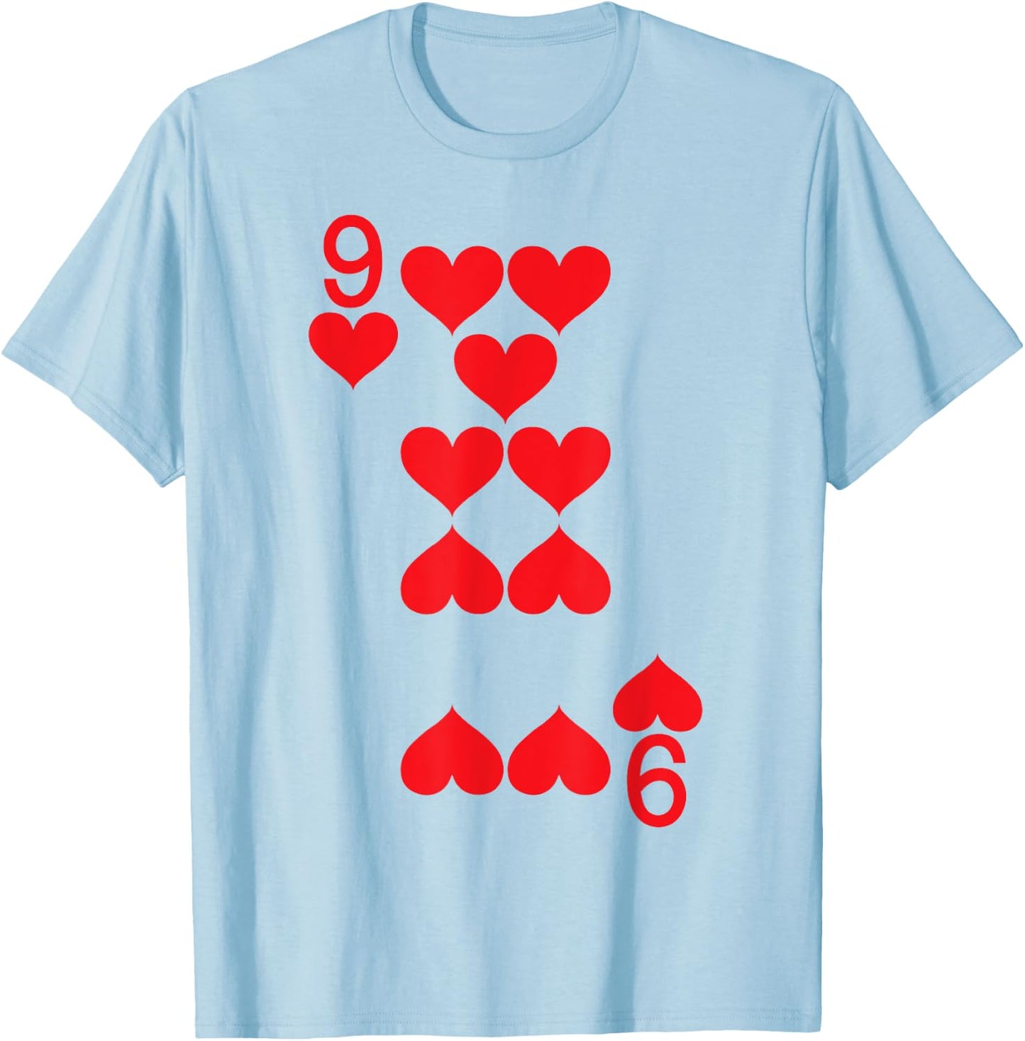 9 of Hearts - Playing Card Halloween Costume T-Shirt - T-Shirt | Light Blue