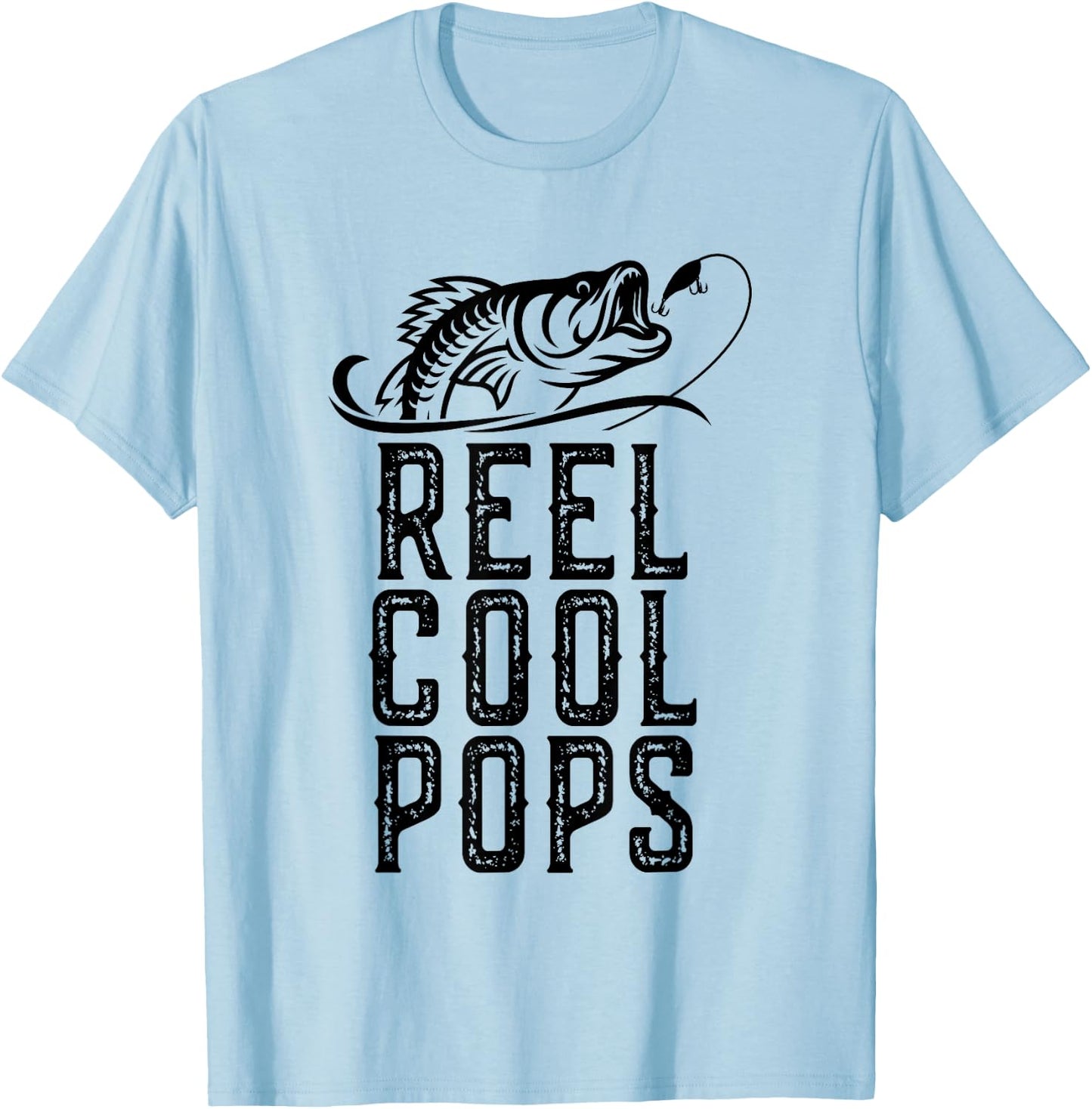 Reel Cool Pops Fishing Fisherman Funny Grandpa Retro T-Shirt - T-Shirt | Light Blue