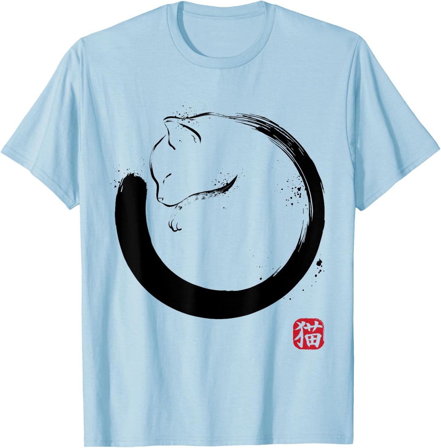 Purrfect Circle cat Japan enzo zen Men Women Kids T-Shirt - T-Shirt | Light Blue