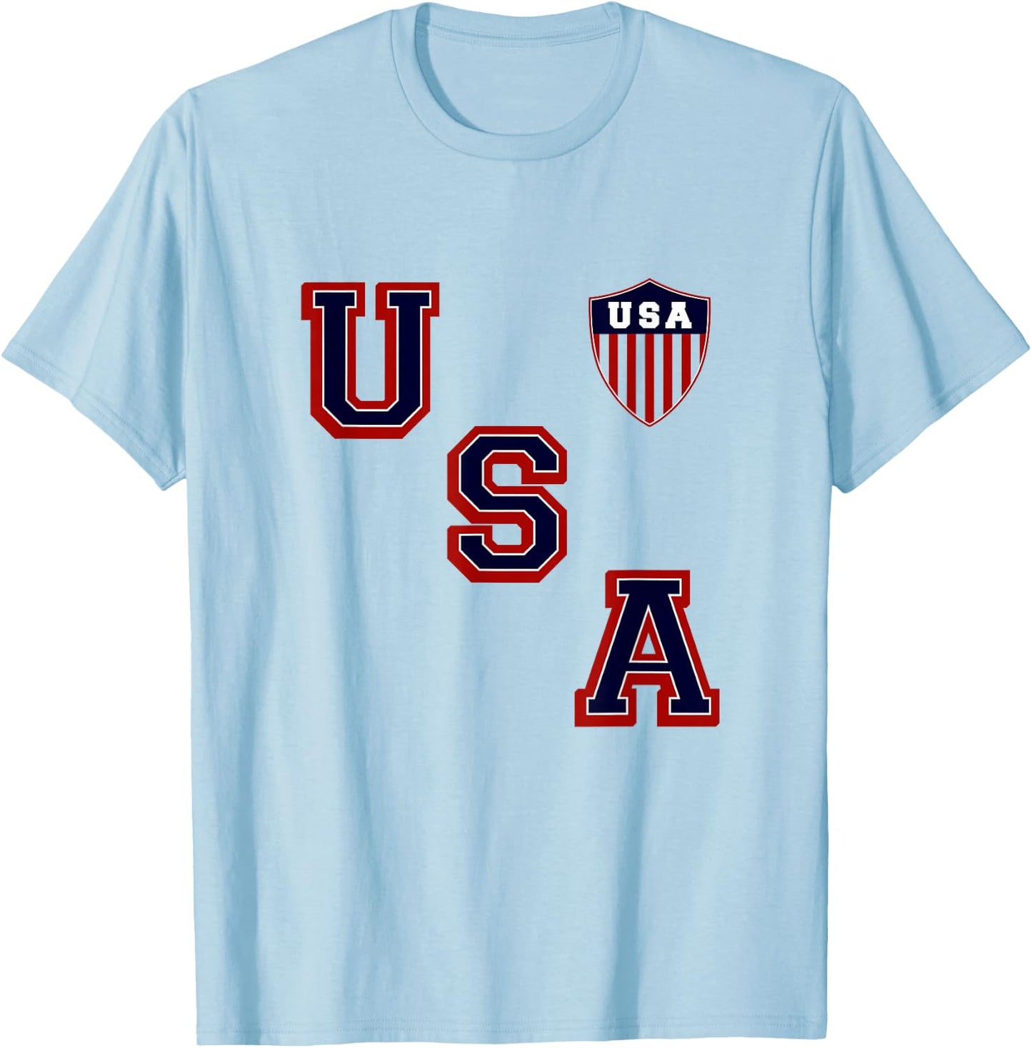 USA Vintage Hockey | 80s Throwback Hockey Jersey T-Shirt - T-Shirt | Light Blue