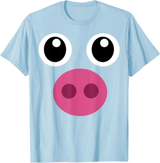 Funny Pig Face Shirt Swine Halloween Costume Gift T-Shirt - T-Shirt | Light Blue