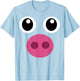 Funny Pig Face Shirt Swine Halloween Costume Gift T-Shirt - T-Shirt | Light Blue