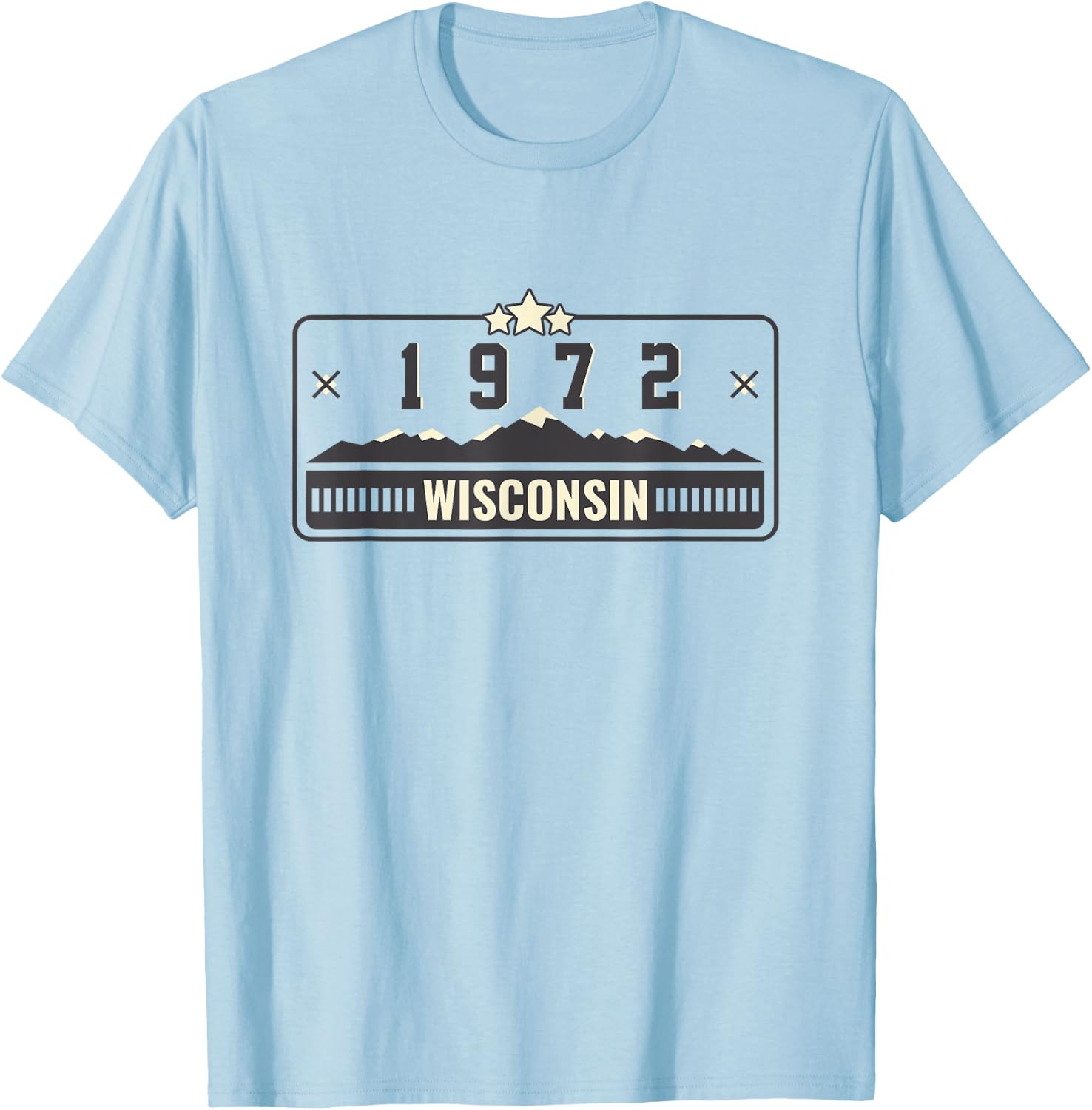 1972 Wisconsin State License Plate Dad Mom Grandpa Birthday T-Shirt - T-Shirt | Light Blue