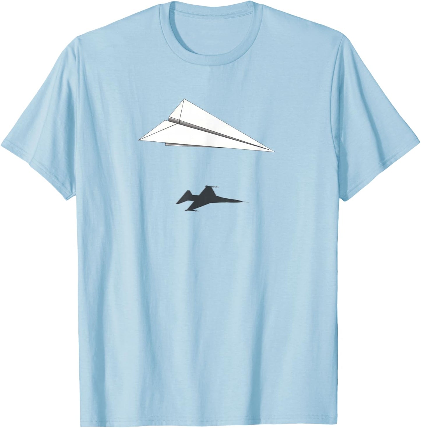 Paper Airplane Shadow F-16 Fighting Falcon T-Shirt - T-Shirt | Light Blue
