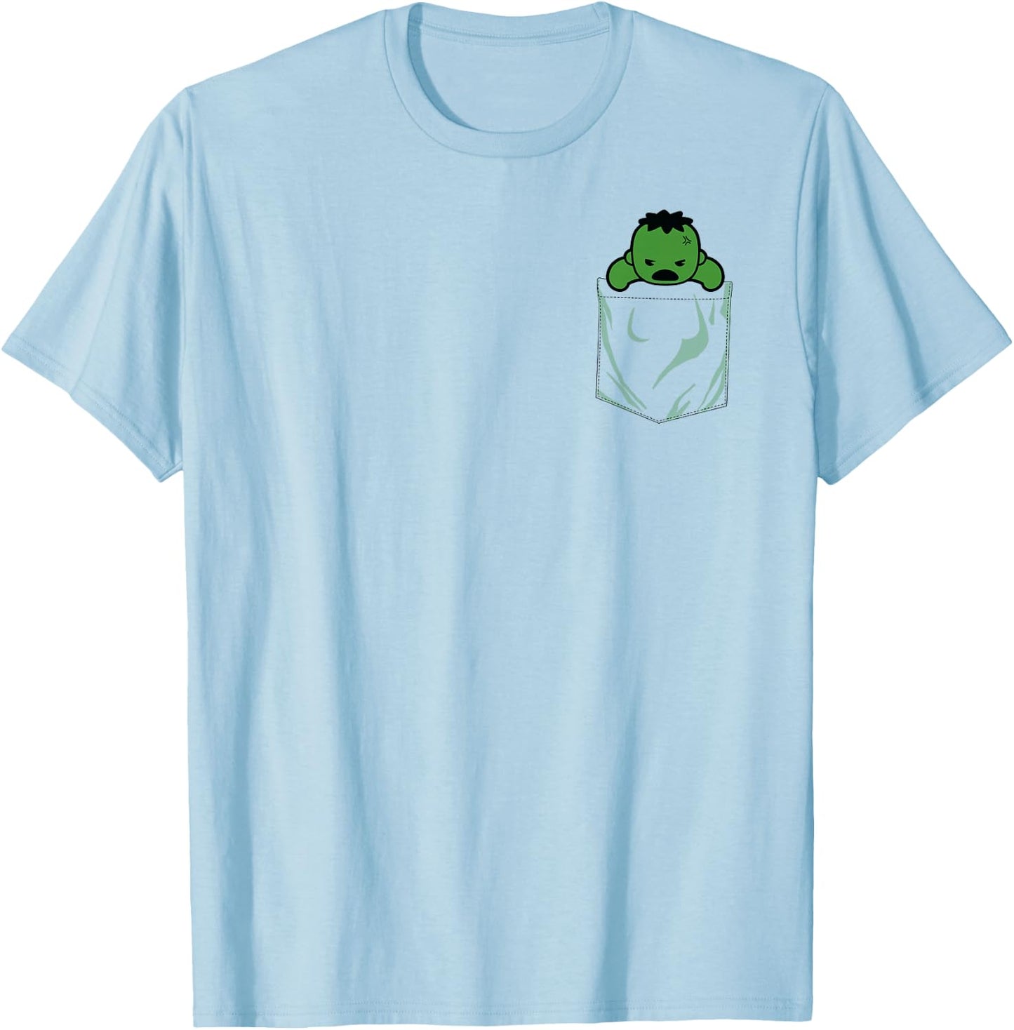 Marvel Incredible Hulk Left Chest Pocket Graphic T-Shirt - T-Shirt | Light Blue