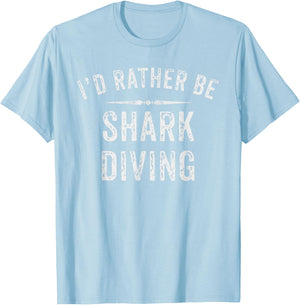 Shark Diving t Shirts | Funny Shark Diver Shirts T-Shirt - T-Shirt | Light Blue