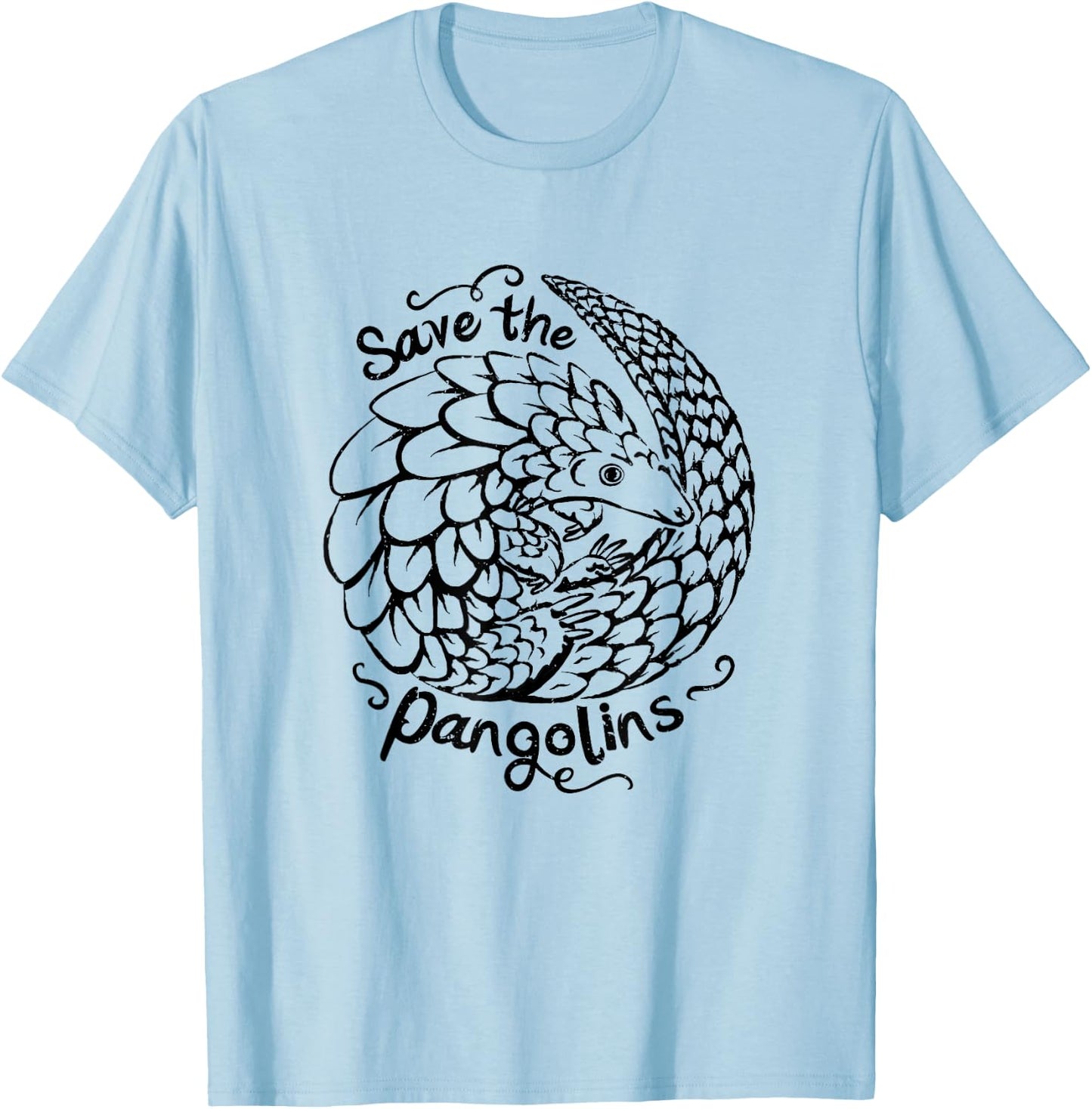 Cute Save Pangolin Conservation - Endangered Animal Welfare T-Shirt - T-Shirt | Light Blue