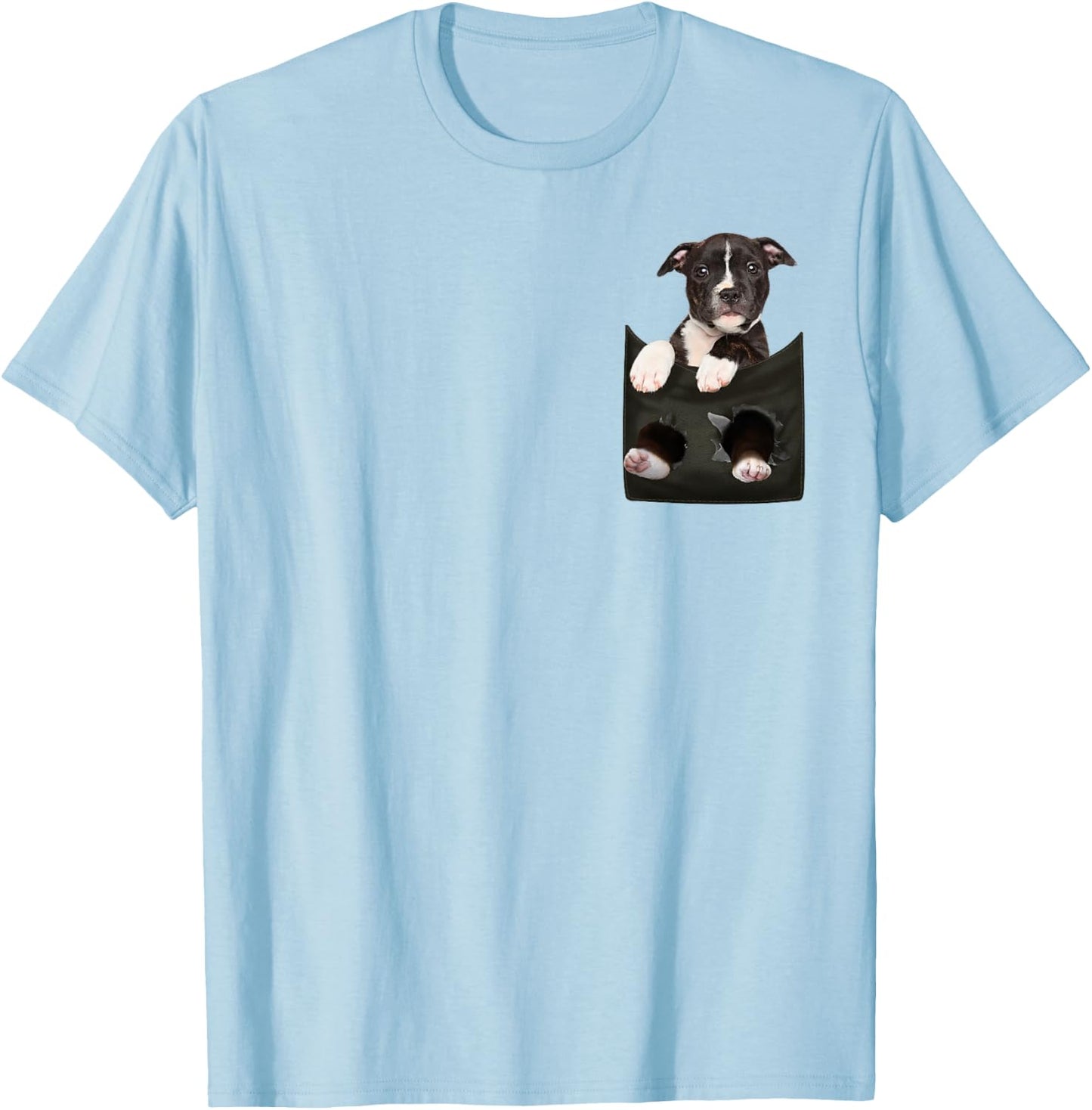 Pitbull In Pocket Puppy T Shirt T-Shirt - T-Shirt | Light Blue