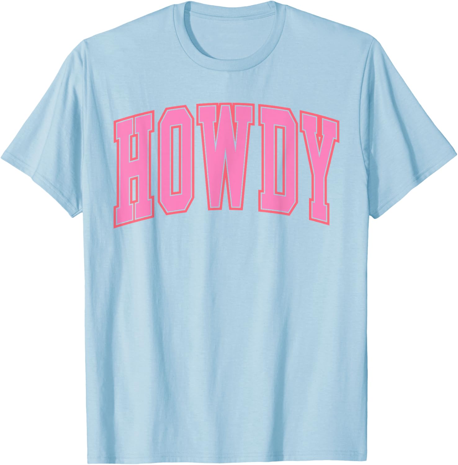 Preppy Cowgirl Varsity Pink Howdy Western Girl Women T-Shirt - T-Shirt | Light Blue