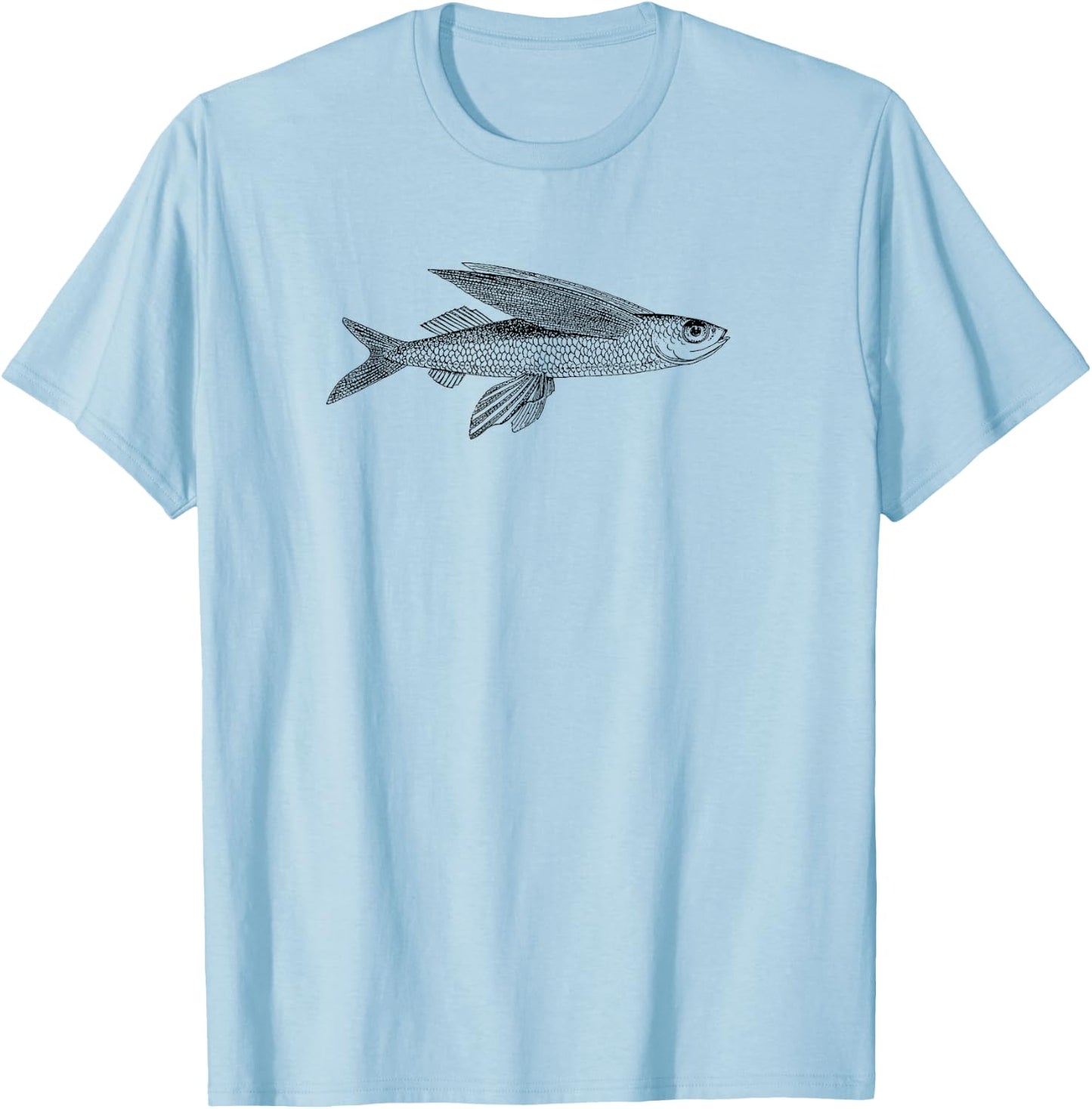 Flying fish simple graphic fisherman design T-Shirt - T-Shirt | Light Blue