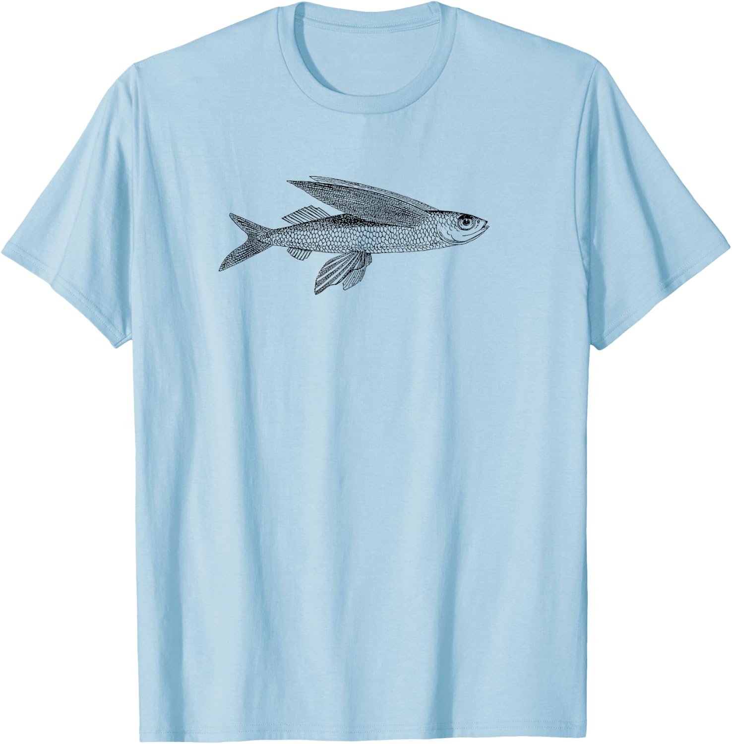 Flying fish simple graphic fisherman design T-Shirt - T-Shirt | Light Blue