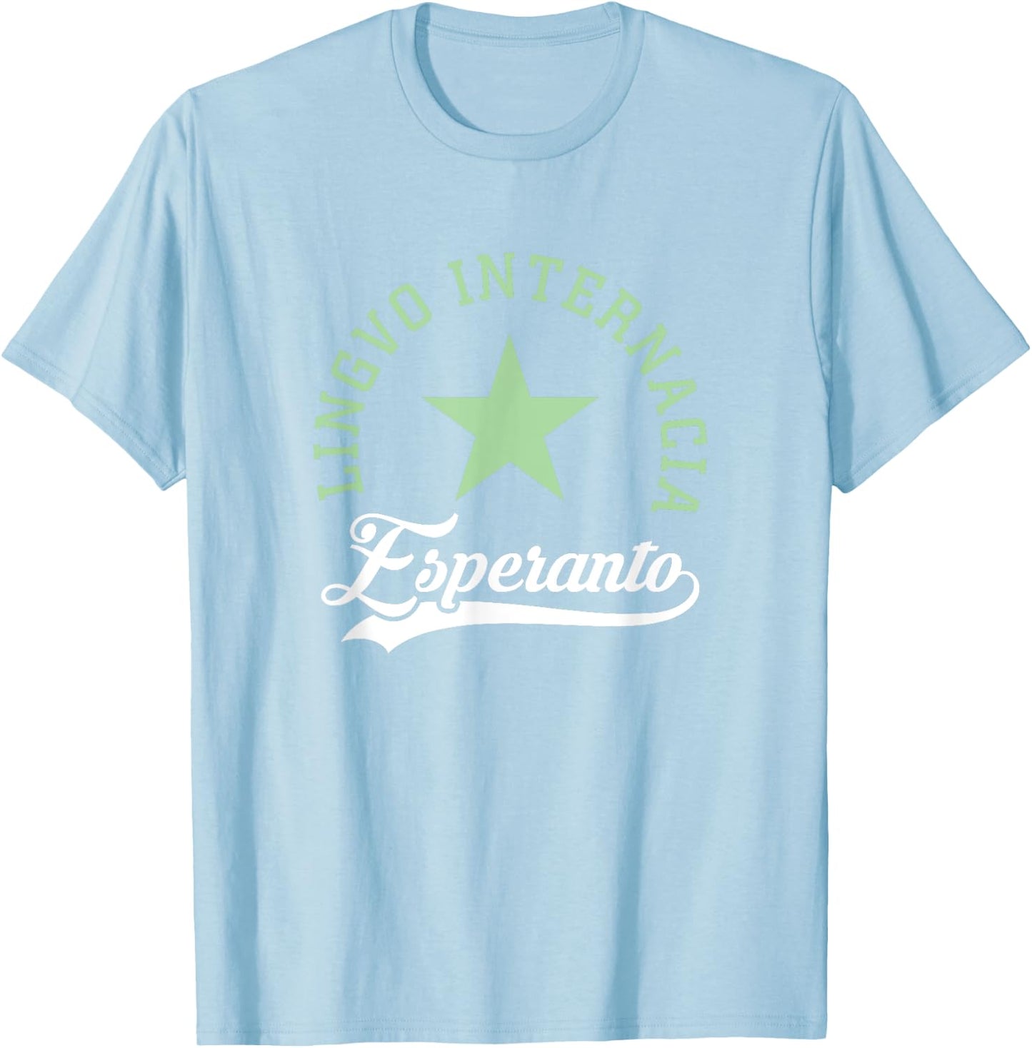 Verda Stelo Esperanto Women's Esperanto Lingvo Internacia Athletic Modern Green Short Sleeve T-Shirt - T-Shirt | Light Blue