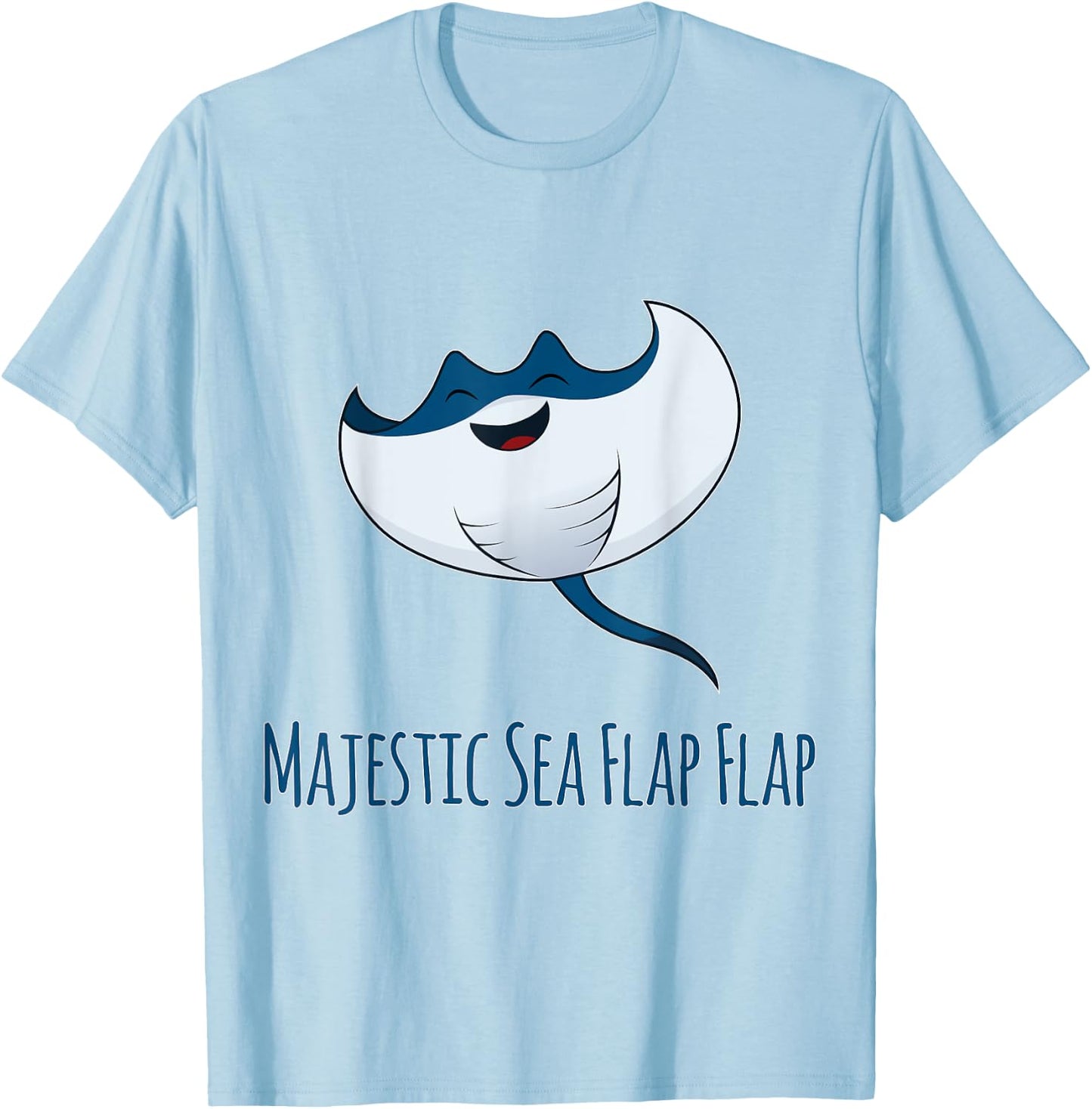 Manta Ray Majestic Sea Flap Flap Short Sleeved T-Shirt - T-Shirt | Light Blue