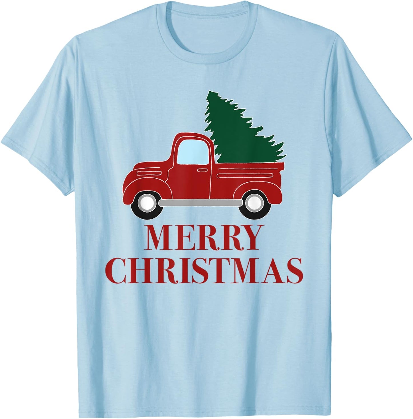 Vintage Red Truck with Christmas Tree T-Shirt - T-Shirt | Light Blue