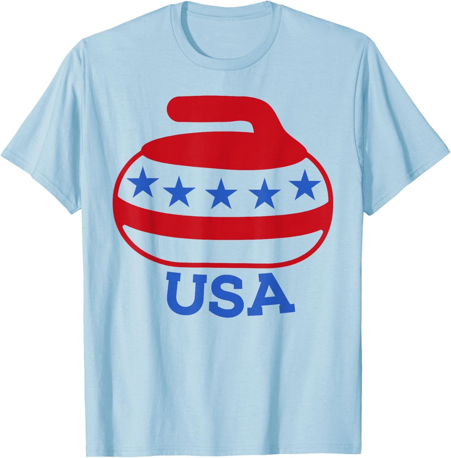 Curling USA Team Support Red, White, and Blue Pride T-Shirt - T-Shirt | Light Blue