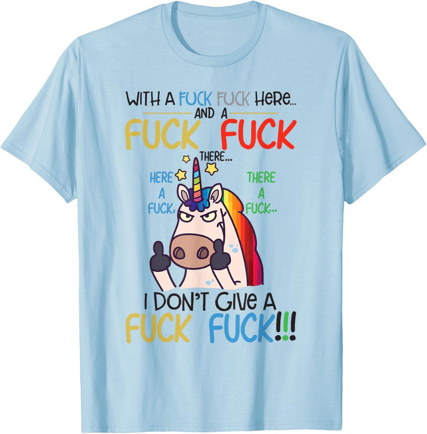 Funny Sarcasm Unicorn Shirt - Women's Adult Men's - White - Small - Short Sleeve - Cotton 65% Polyester 35% - Modern Classic - Everyday - Birthday - Lace Embellishment T-Shirt - T-Shirt | Light Blue