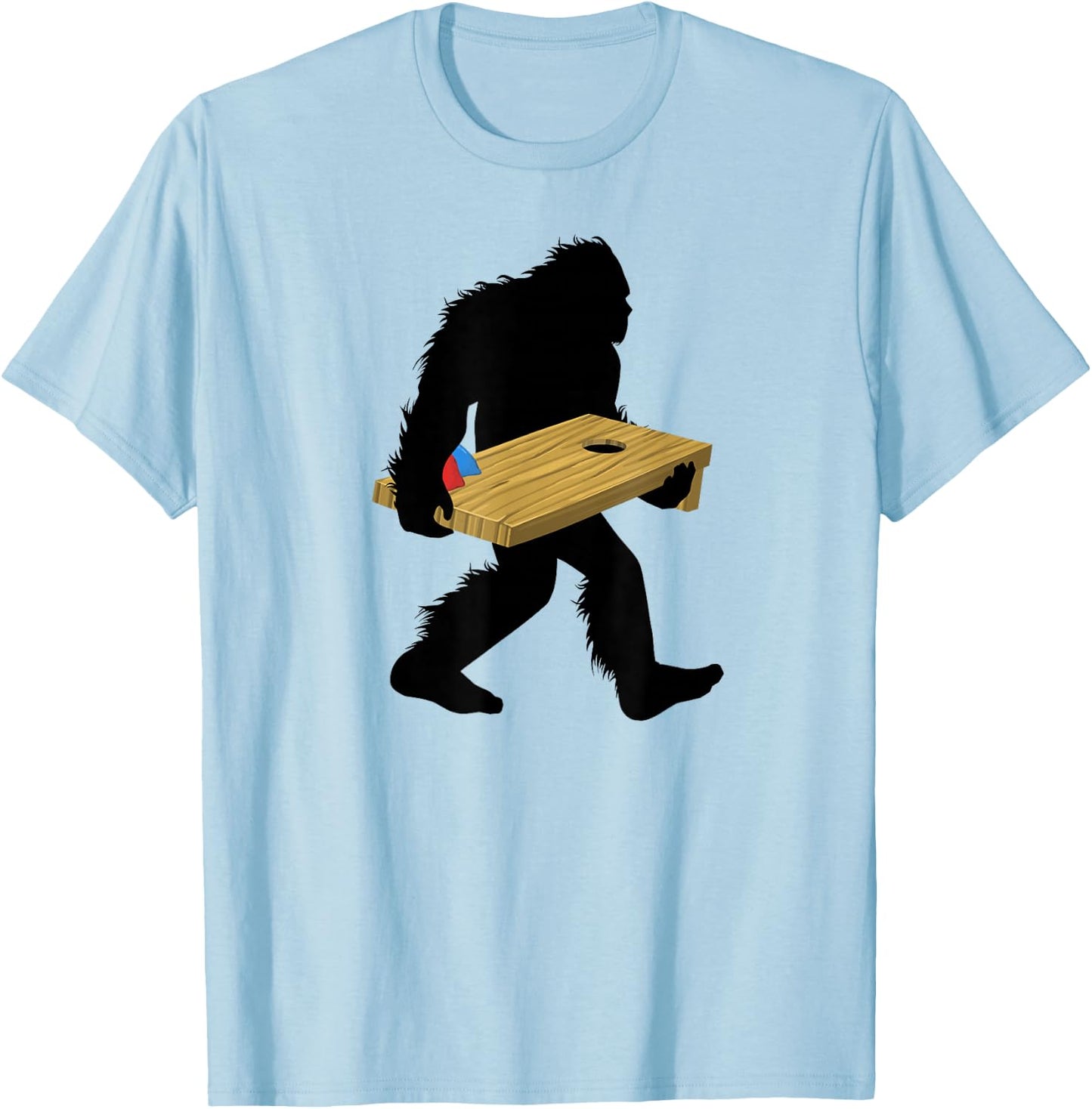 Bigfoot Cornhole , Cryptid Sasquatch Apparel T-Shirt - T-Shirt | Light Blue