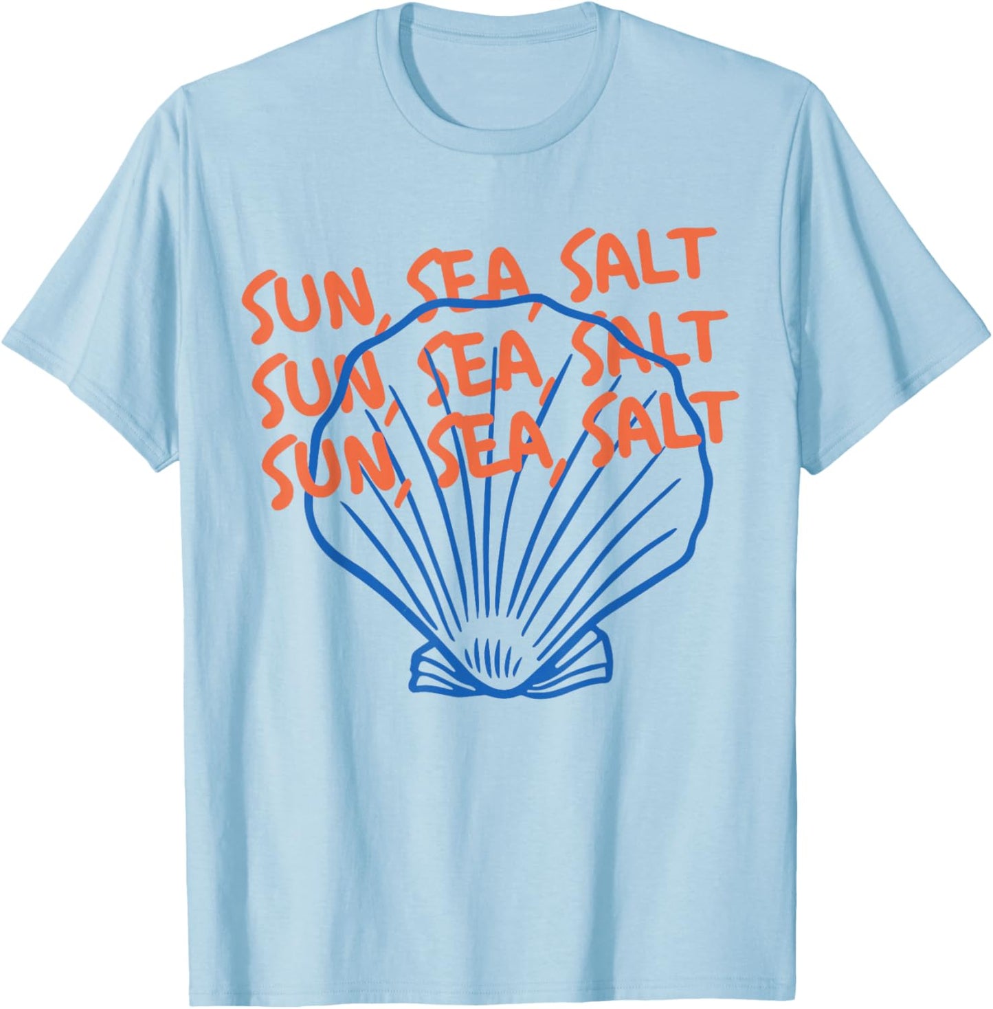 Vintage Sun Sea Salt Seashell Coastal Summer T-Shirt - T-Shirt | Light Blue