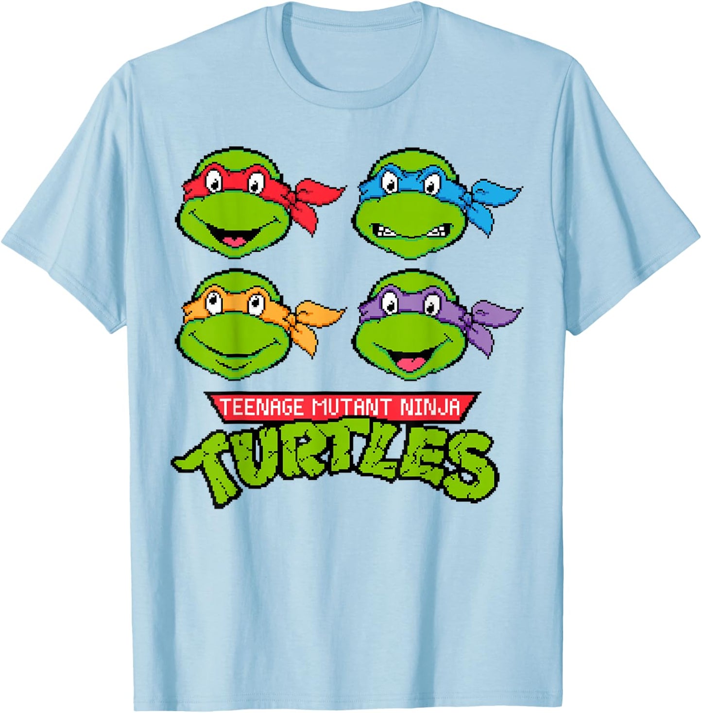 Teenage Mutant Ninja Turtles 16-Bit Turtle Heads T-Shirt - T-Shirt | Light Blue