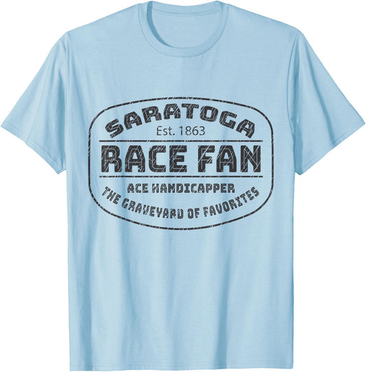 Saratoga Race Fan, Ace Handicapper Distressed T-Shirt - T-Shirt | Light Blue