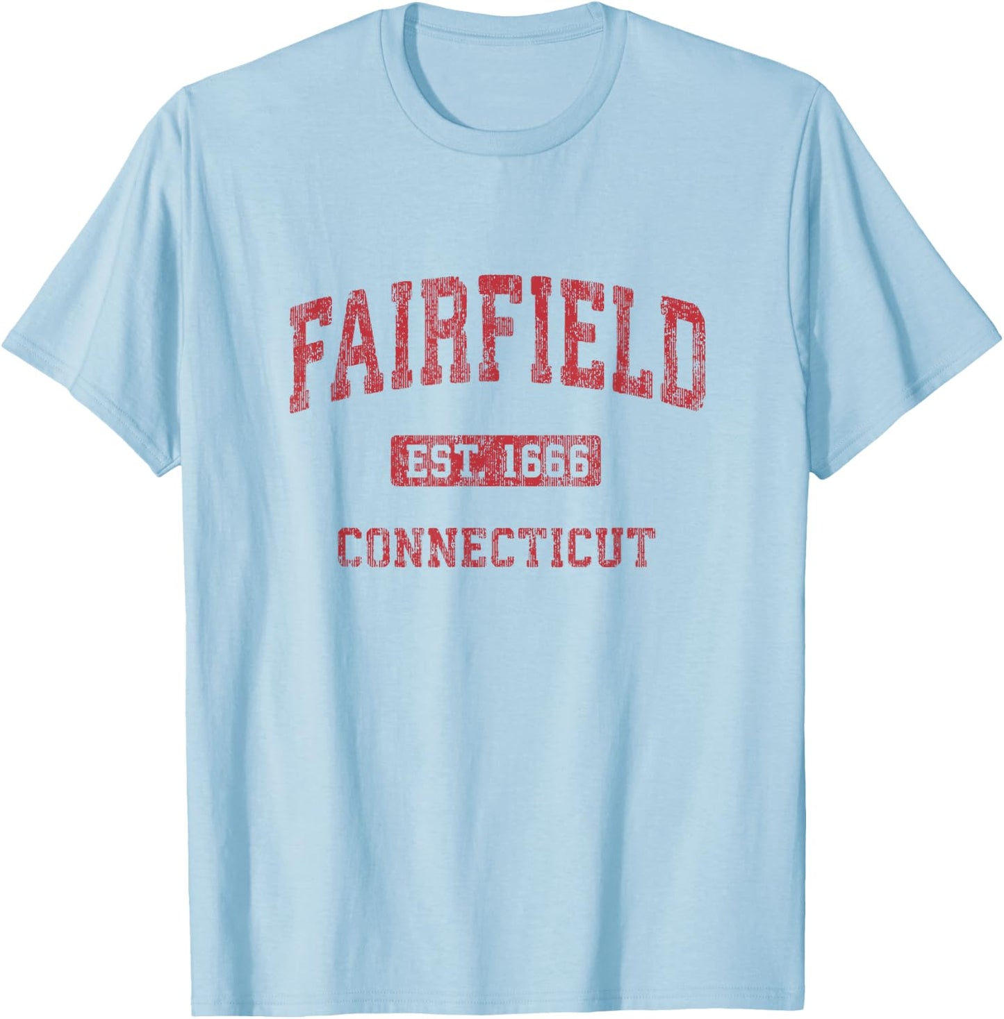 Fairfield Connecticut CT Vintage Athletic Sports Design T-Shirt - T-Shirt | Light Blue