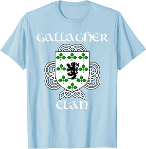 Gallagher Family Crest Coat of Arms T Shirt T-Shirt - T-Shirt | Light Blue
