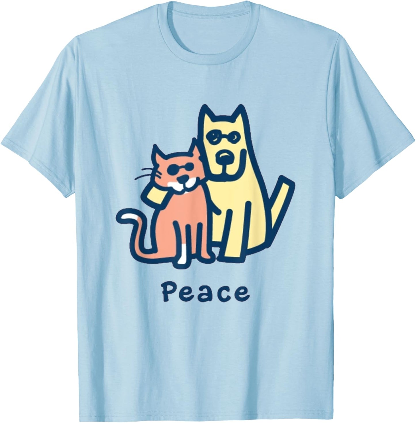 Cat Mom Dog Mom Peace Together I Love Pets T-Shirt - T-Shirt | Light Blue
