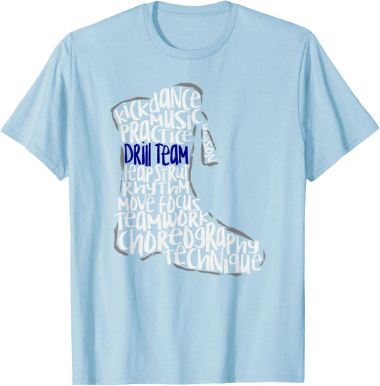 Drill Team Marching Band Word Cloud Art T-Shirt - T-Shirt | Light Blue