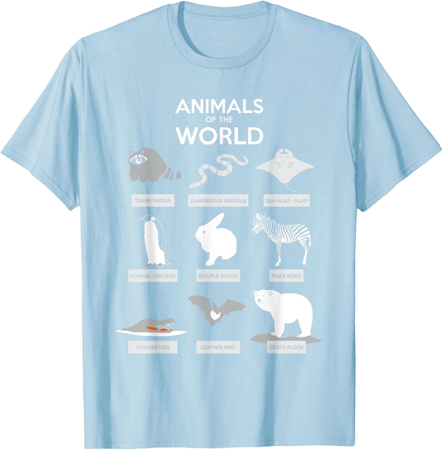 Animals Of The World | Funny Wild Animals Shirt T-Shirt - T-Shirt | Light Blue
