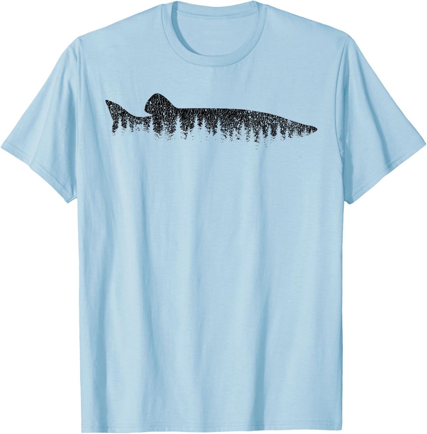 Musky Pine Forest Treeline - Outdoor Fishing Angler T-Shirt - T-Shirt | Light Blue