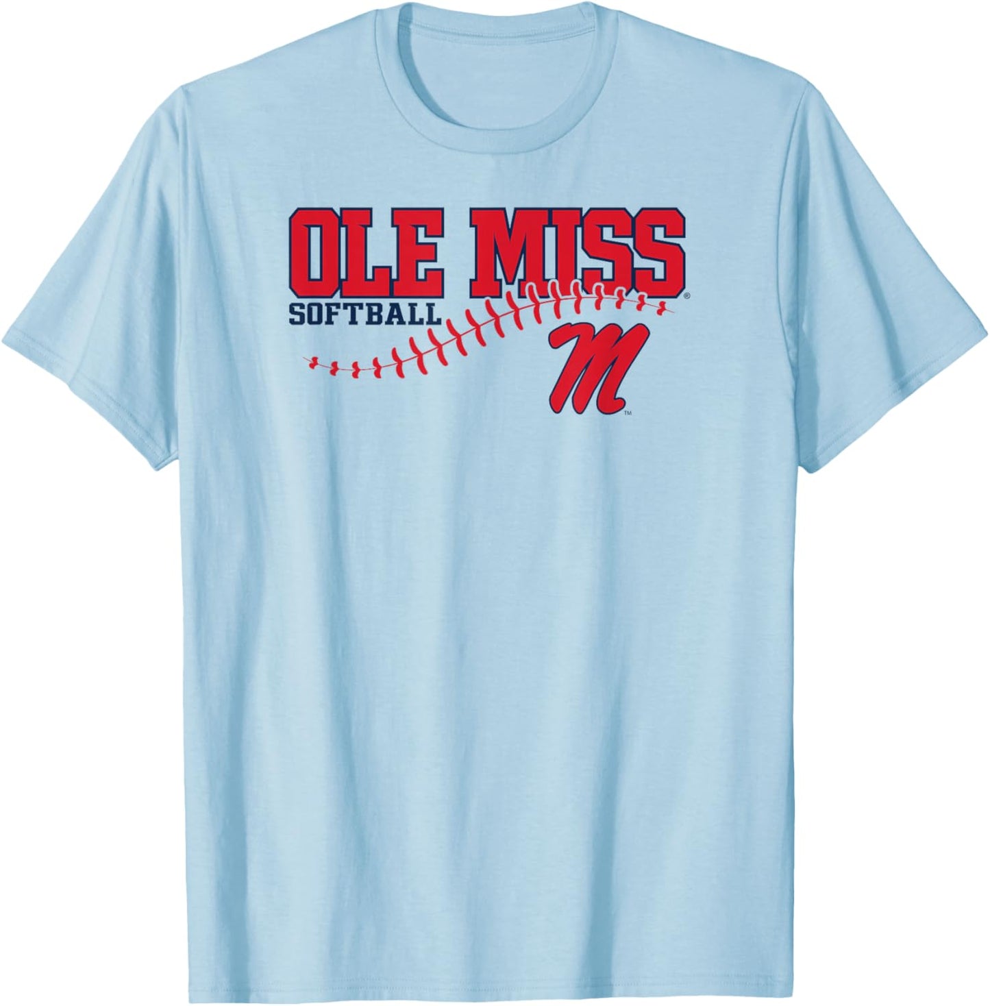 Mississippi Ole Miss Rebels Softball Laces Gray T-Shirt - T-Shirt | Light Blue