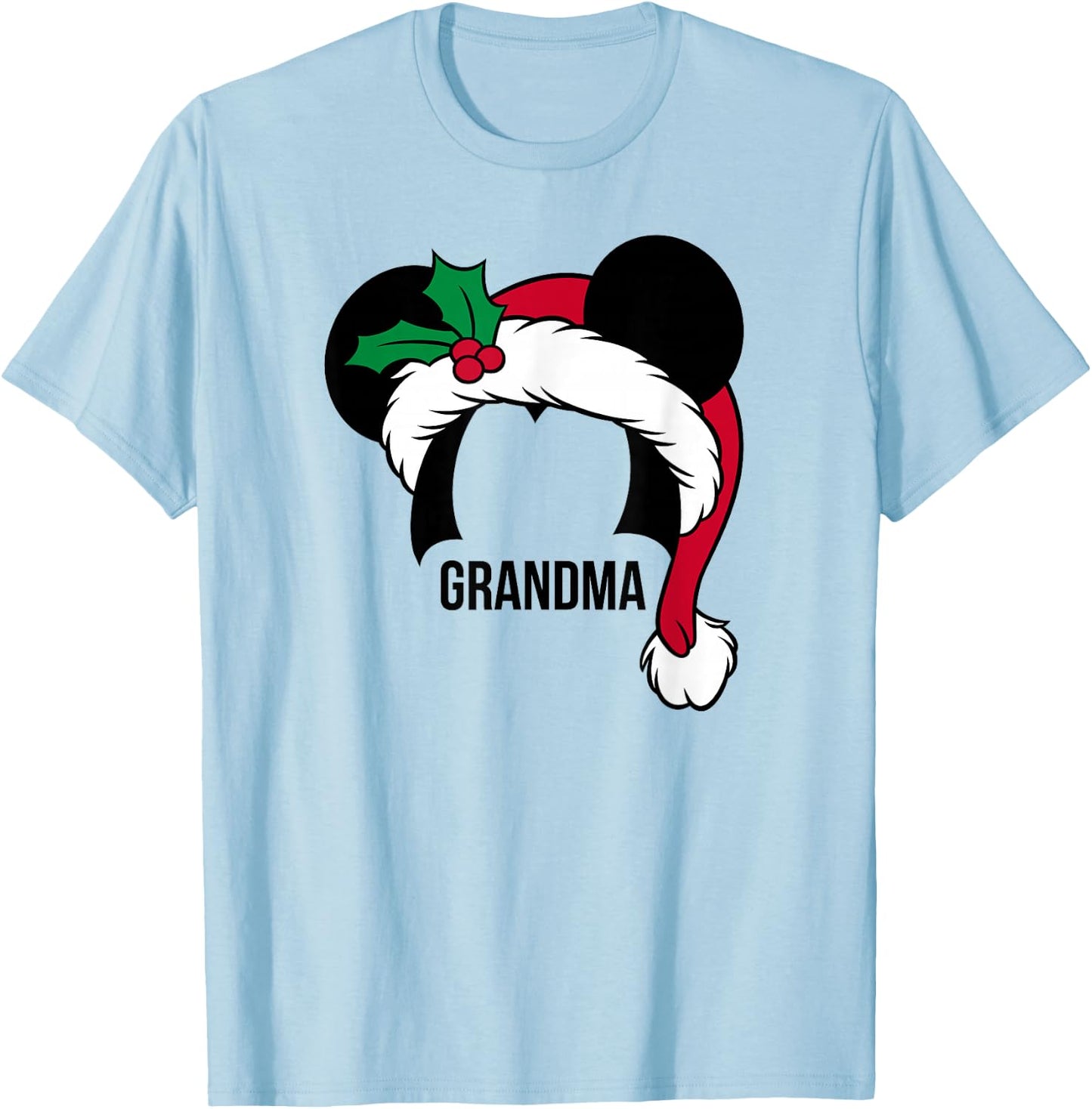 Disney Mickey Mouse Ears Santa Hat GRANDMA Holiday T-Shirt - T-Shirt | Light Blue