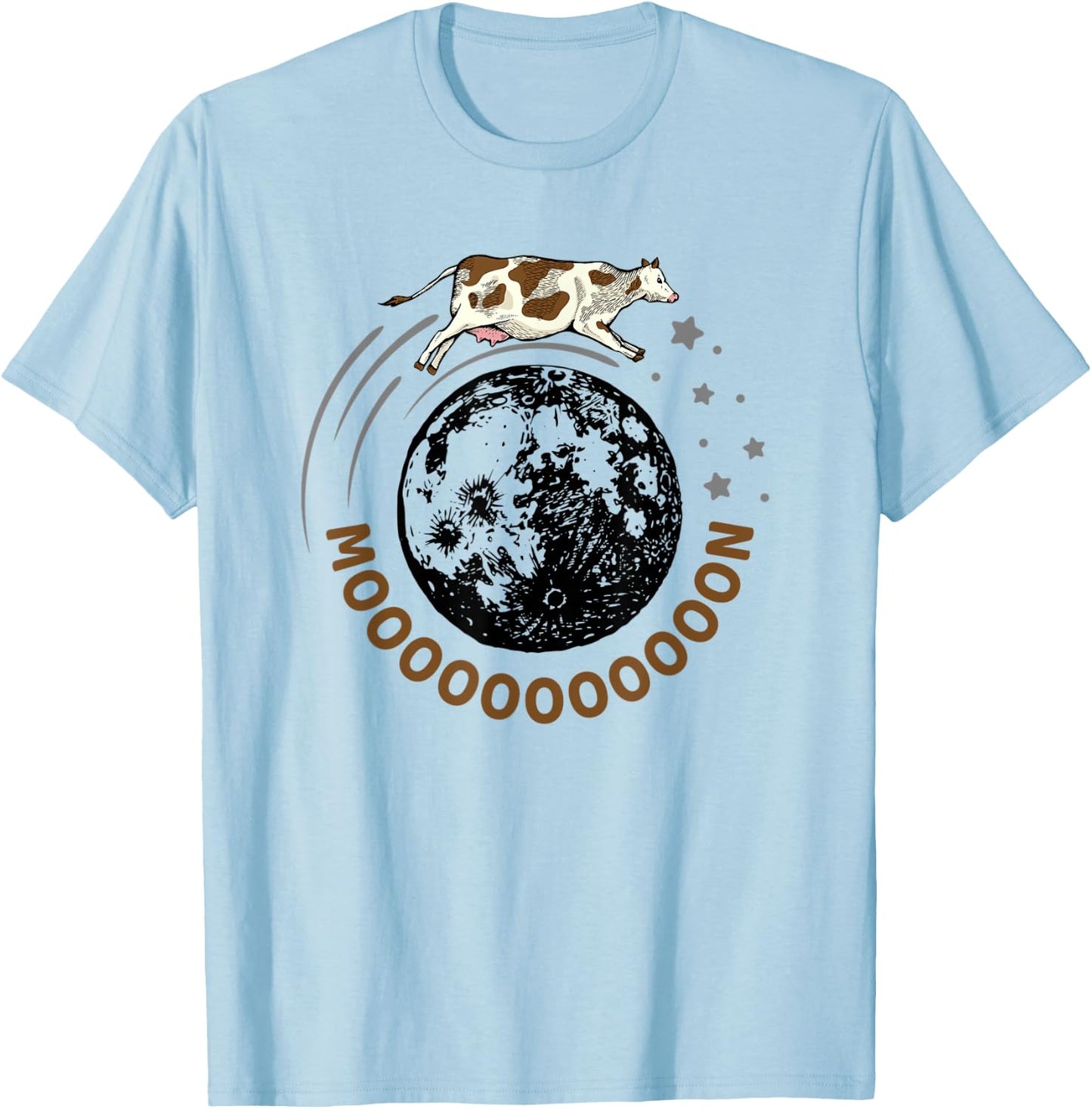 Cow Jumps Over Moon, Astronomy Moon Moo Pun T-Shirt - T-Shirt | Light Blue