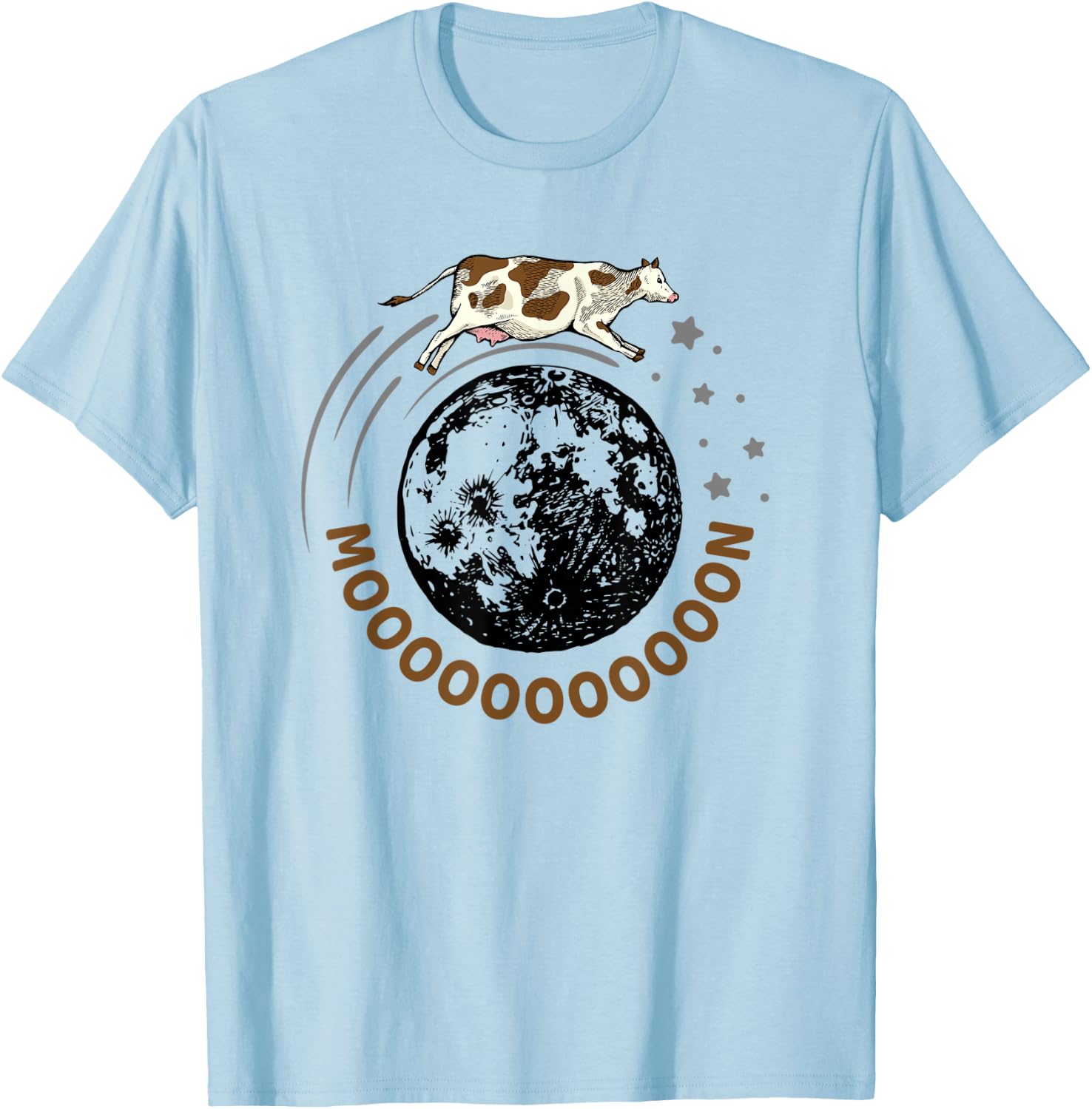 Cow Jumps Over Moon, Astronomy Moon Moo Pun T-Shirt - T-Shirt | Light Blue