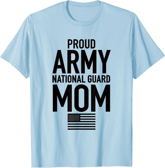 Proud Army National Guard Mom USA Mothers Day Military T-Shirt - T-Shirt | Light Blue