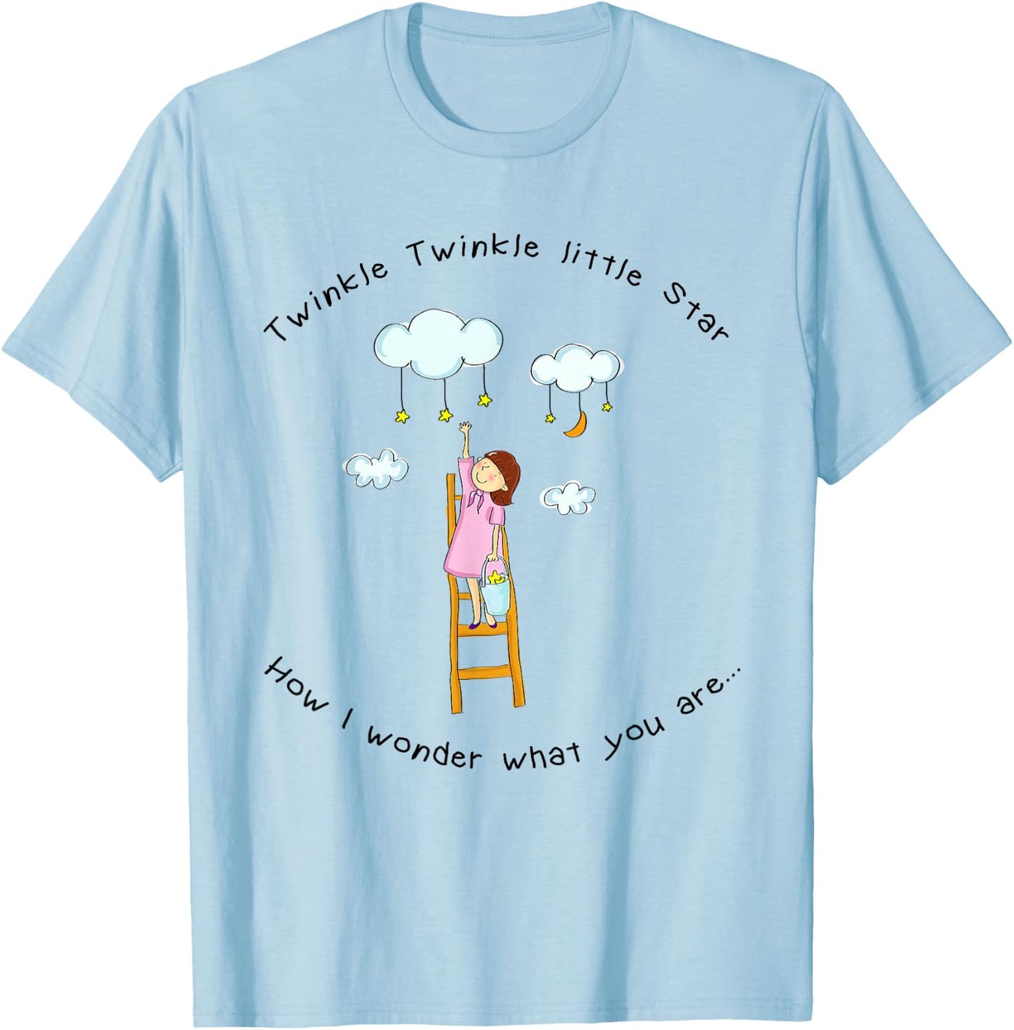 Twinkle Twinkle Little Star Nursery Rhymes T-Shirt - T-Shirt | Light Blue