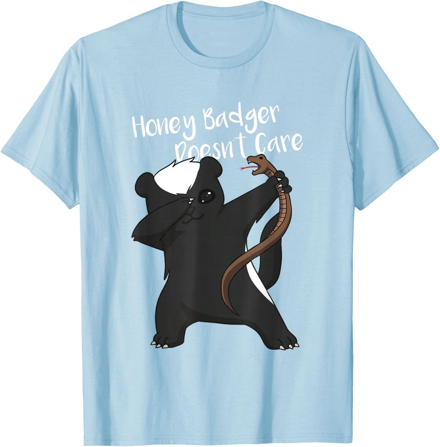 Honey Badger Doesn't Care Funny Animal Dabbing T Shirt T-Shirt - T-Shirt | Light Blue