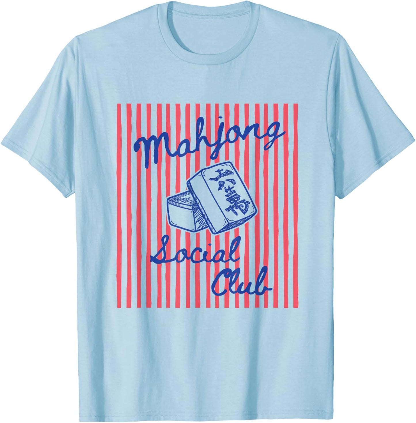Mahjong Social Club Funny Mahjong Player Group Mahj Lover T-Shirt - T-Shirt | Light Blue