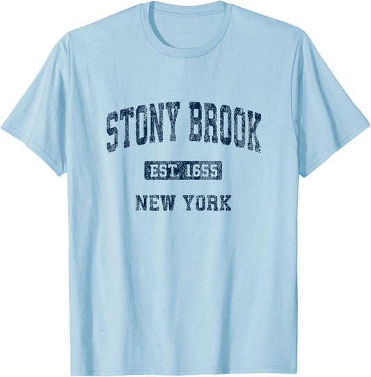 Stony Brook New York NY Vintage Athletic Sports Design T-Shirt - T-Shirt | Light Blue