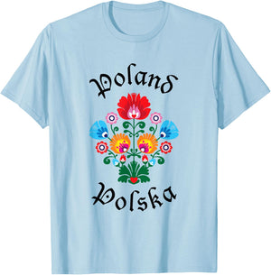 POLAND | Folk Art Flowers WYCINANKI Polska, Polish Day Fest T-Shirt - T-Shirt | Light Blue