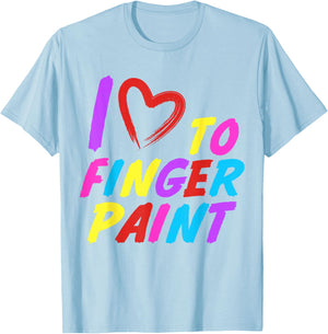 I Heart Love to Finger Paint I'm Paint Cute Couple Valentine T-Shirt - T-Shirt | Light Blue