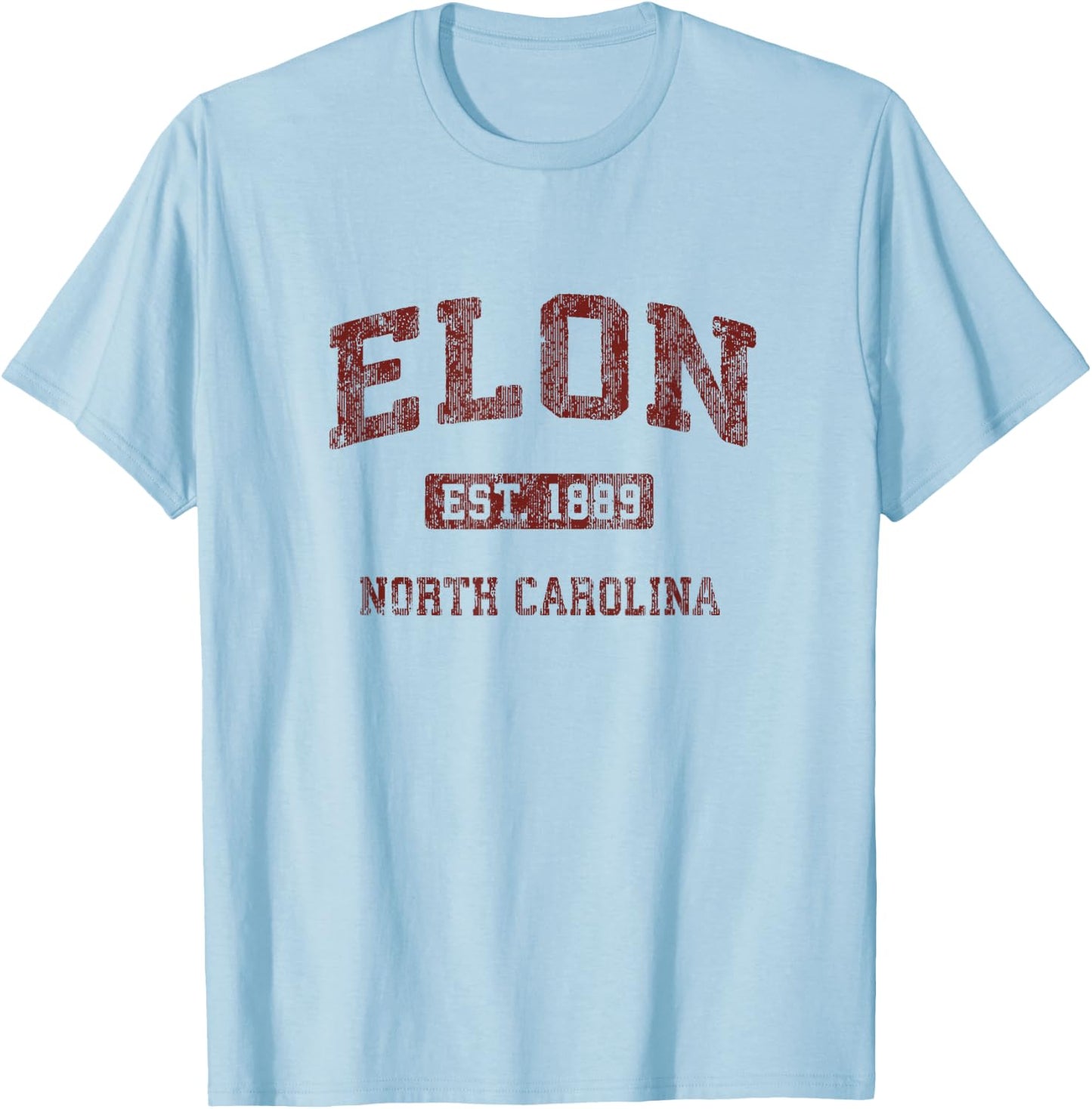 Elon North Carolina NC Vintage Athletic Sports Design T-Shirt - T-Shirt | Light Blue