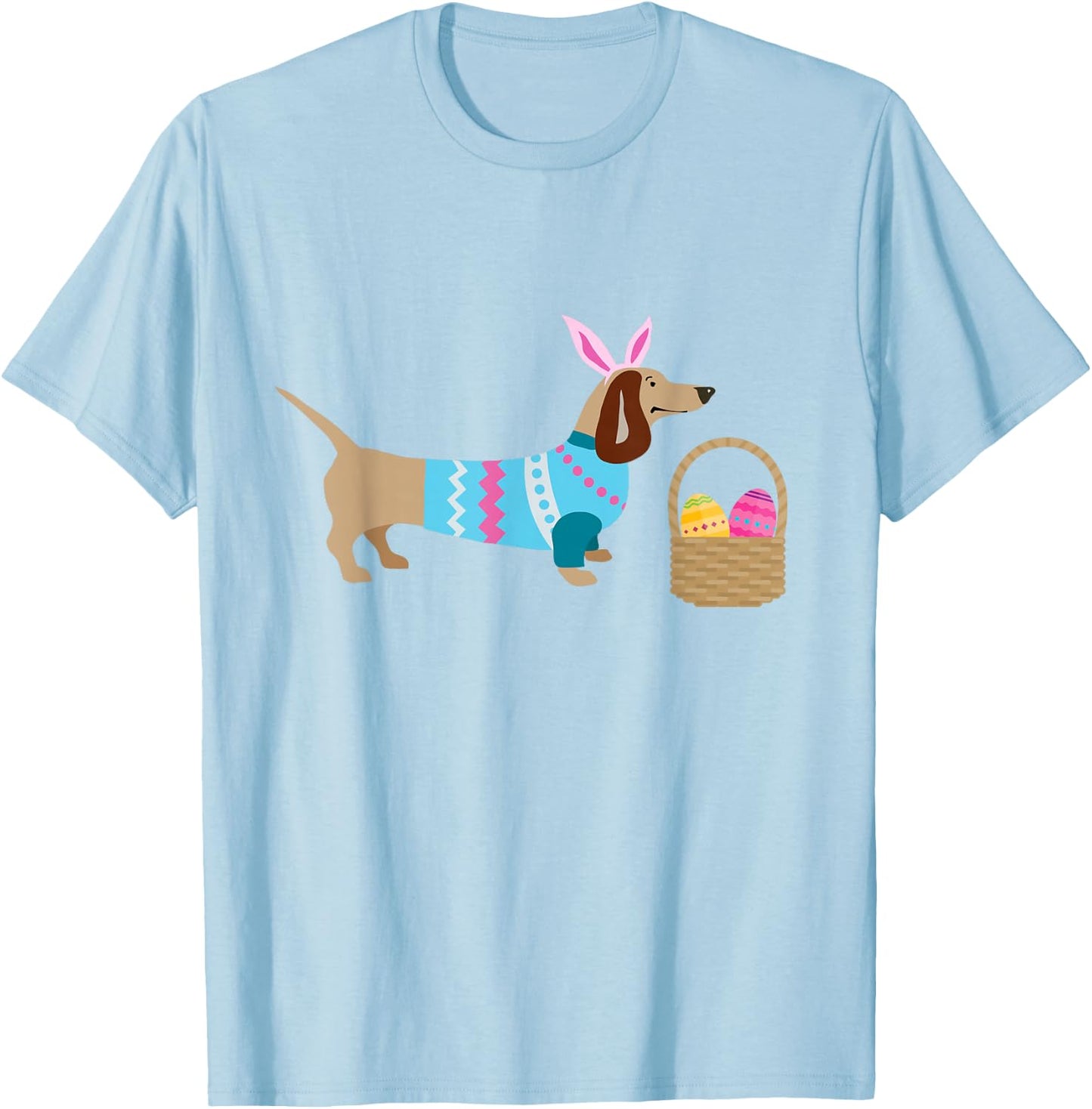 Weiner Daschund Easter Doxie in Dog Dress Men Women Kids T-Shirt - T-Shirt | Light Blue