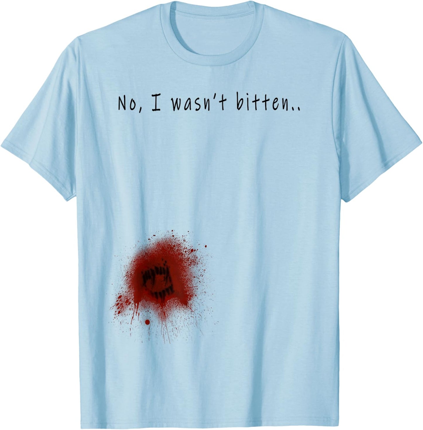 Funny Zombie Bite Halloween T shirt Bitten Injury Men Women T-Shirt - T-Shirt | Light Blue