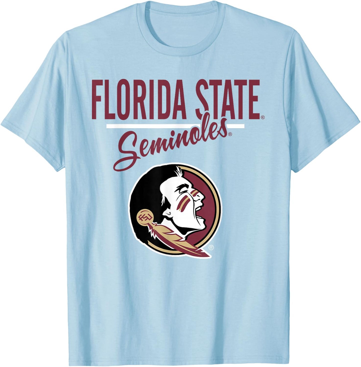 Florida State Seminoles Mascot Gray Officially Licensed T-Shirt - T-Shirt | Light Blue