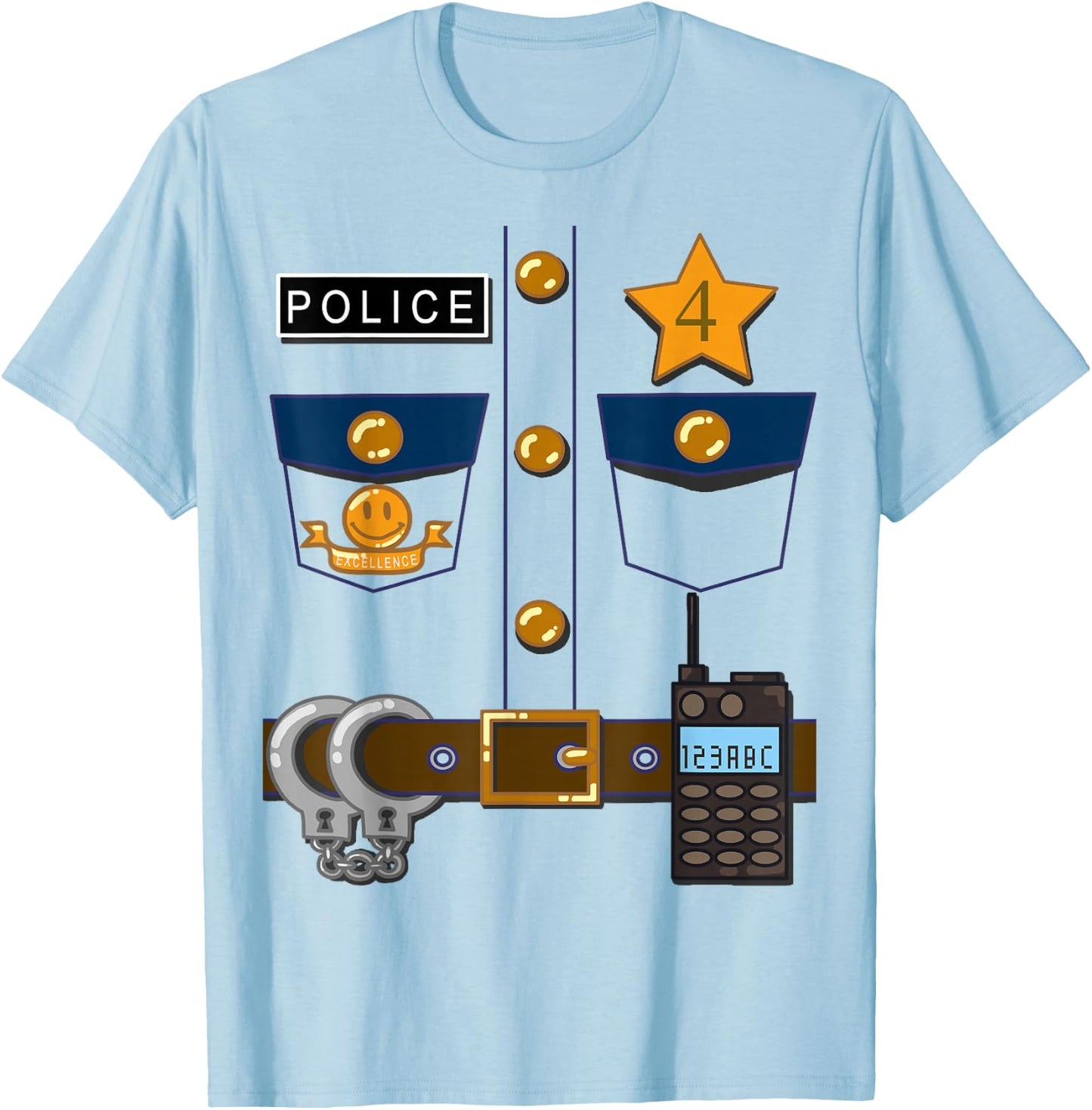 Policeman Costume Funny Birthday 4 Year Old T Shirt T-Shirt - T-Shirt | Light Blue