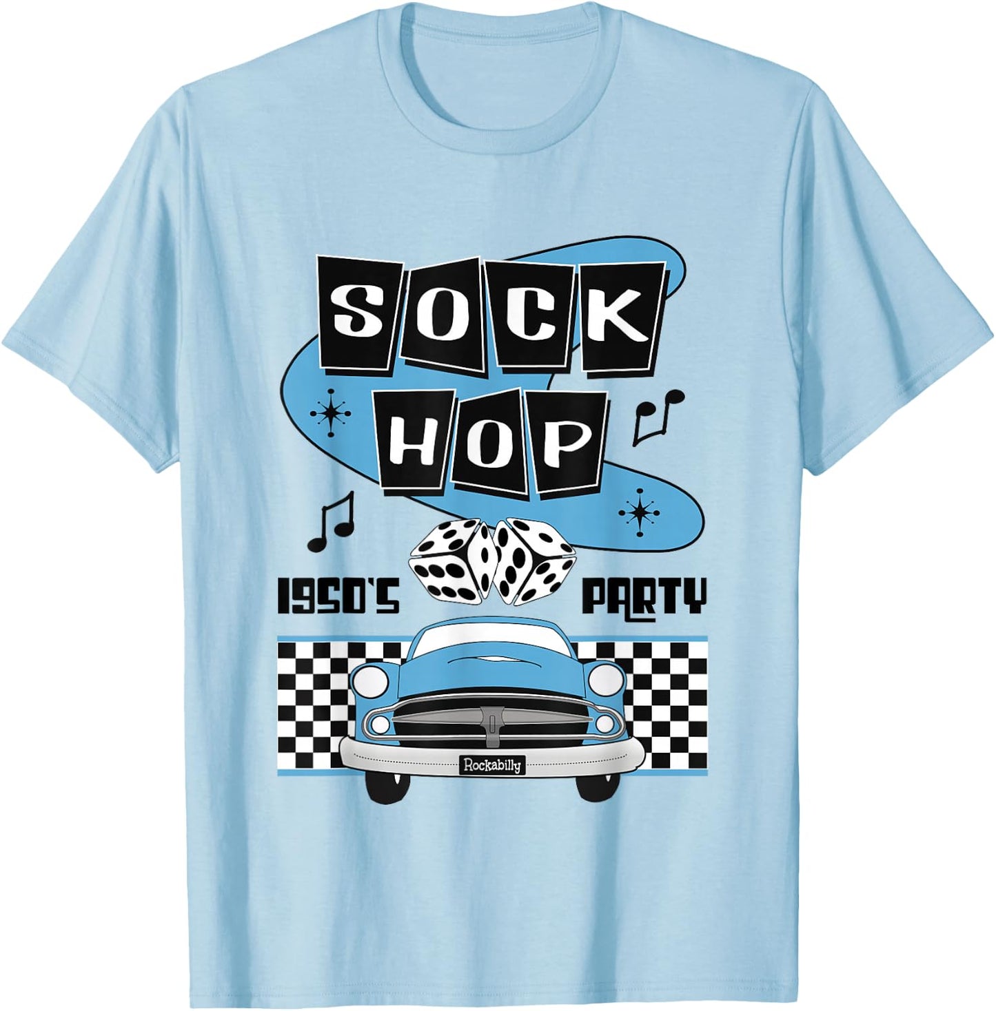 50s Sock Hop Dance Rock N Roll Shirt Rockabilly Classic Car T-Shirt - T-Shirt | Light Blue