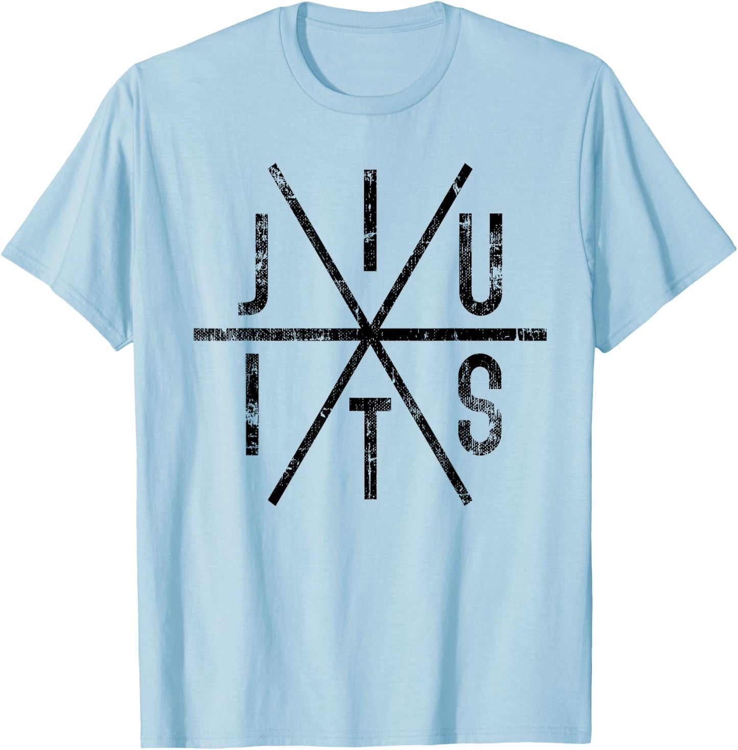 Brazilian Jiu Jitsu - BJJ Distressed - Black Ink T-Shirt - T-Shirt | Light Blue