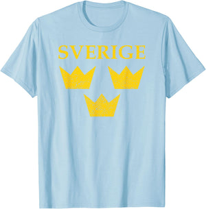 Sverige Sweden Three Crowns Tre Kronor Shirt T-Shirt - T-Shirt | Light Blue