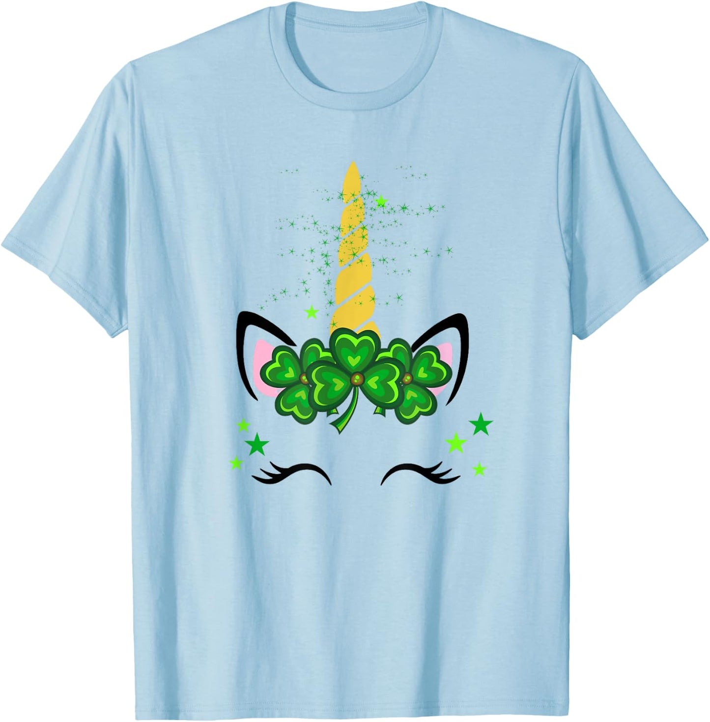 St. Patrick's Day Irish Unicorn face Men Women kids T-Shirt - T-Shirt | Light Blue